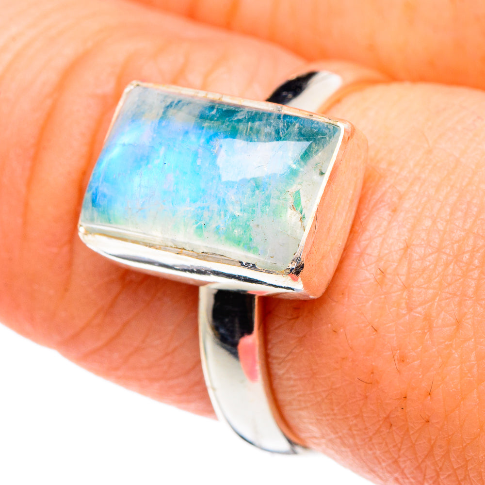 Rainbow Moonstone Rings handcrafted by Ana Silver Co - RING89072