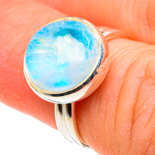Rainbow Moonstone Rings handcrafted by Ana Silver Co - RING89074