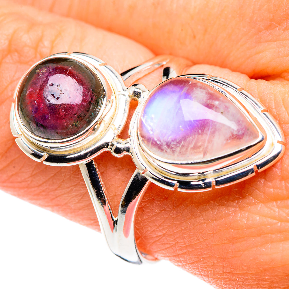 Rainbow Moonstone Rings handcrafted by Ana Silver Co - RING89096