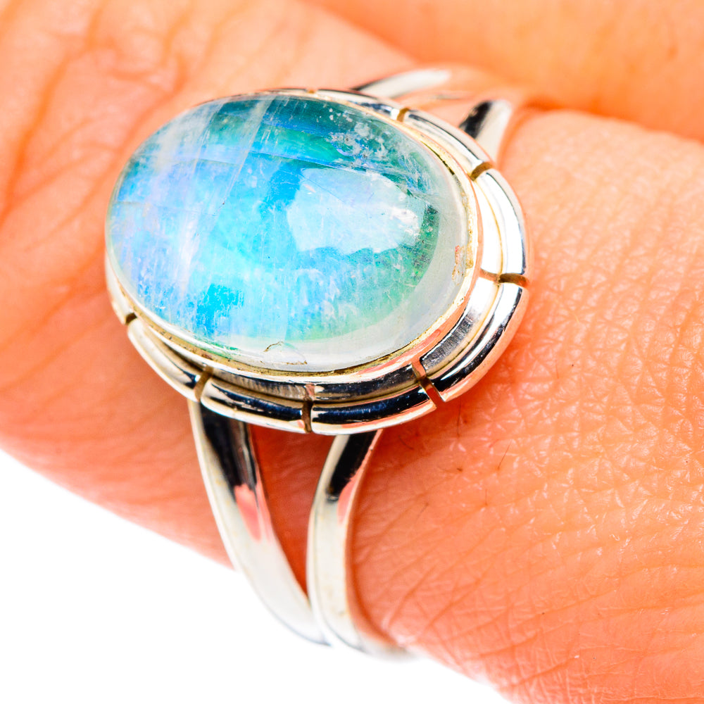 Green Moonstone Rings handcrafted by Ana Silver Co - RING89113