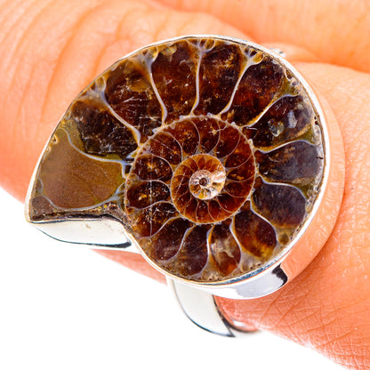 Ammonite Fossil Rings handcrafted by Ana Silver Co - RING89115