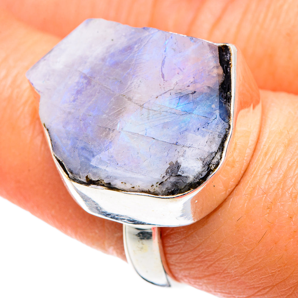 Rainbow Moonstone Rings handcrafted by Ana Silver Co - RING89132