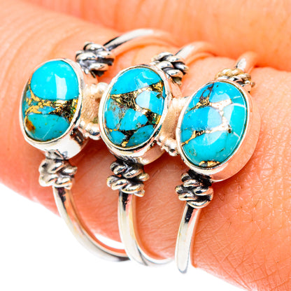 Blue Copper Composite Turquoise Rings handcrafted by Ana Silver Co - RING89141