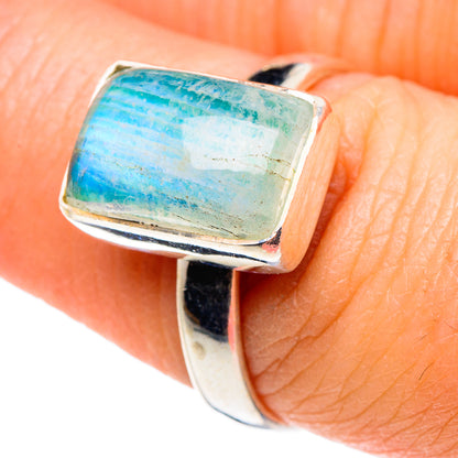 Rainbow Moonstone Rings handcrafted by Ana Silver Co - RING89148
