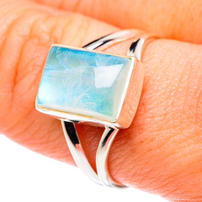 Rainbow Moonstone Rings handcrafted by Ana Silver Co - RING89180
