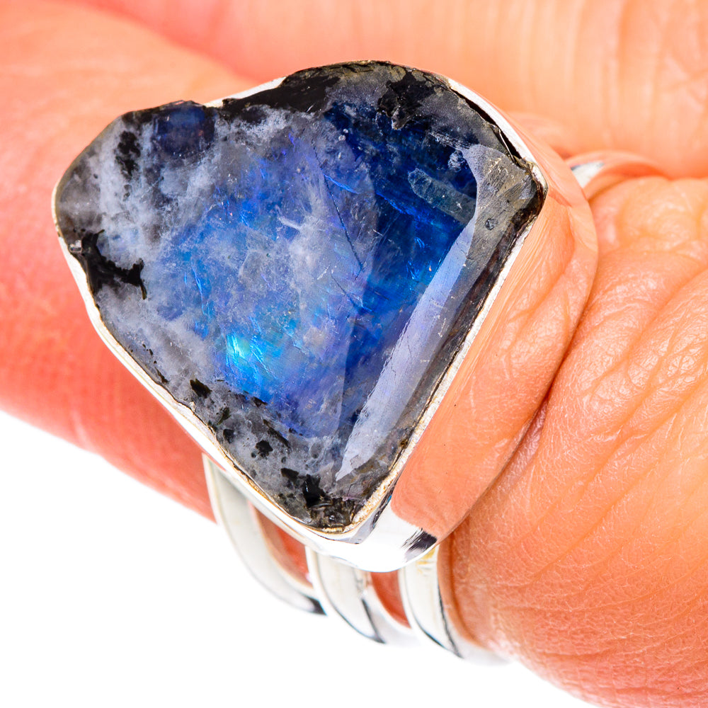 Rainbow Moonstone Rings handcrafted by Ana Silver Co - RING89193