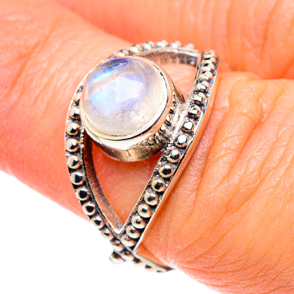 Rainbow Moonstone Rings handcrafted by Ana Silver Co - RING89194