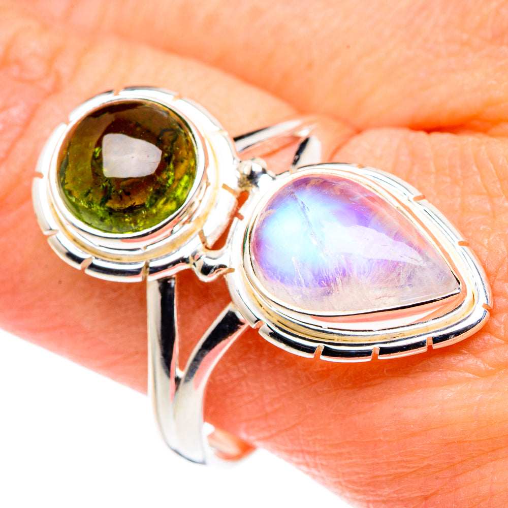 Rainbow Moonstone Rings handcrafted by Ana Silver Co - RING89206
