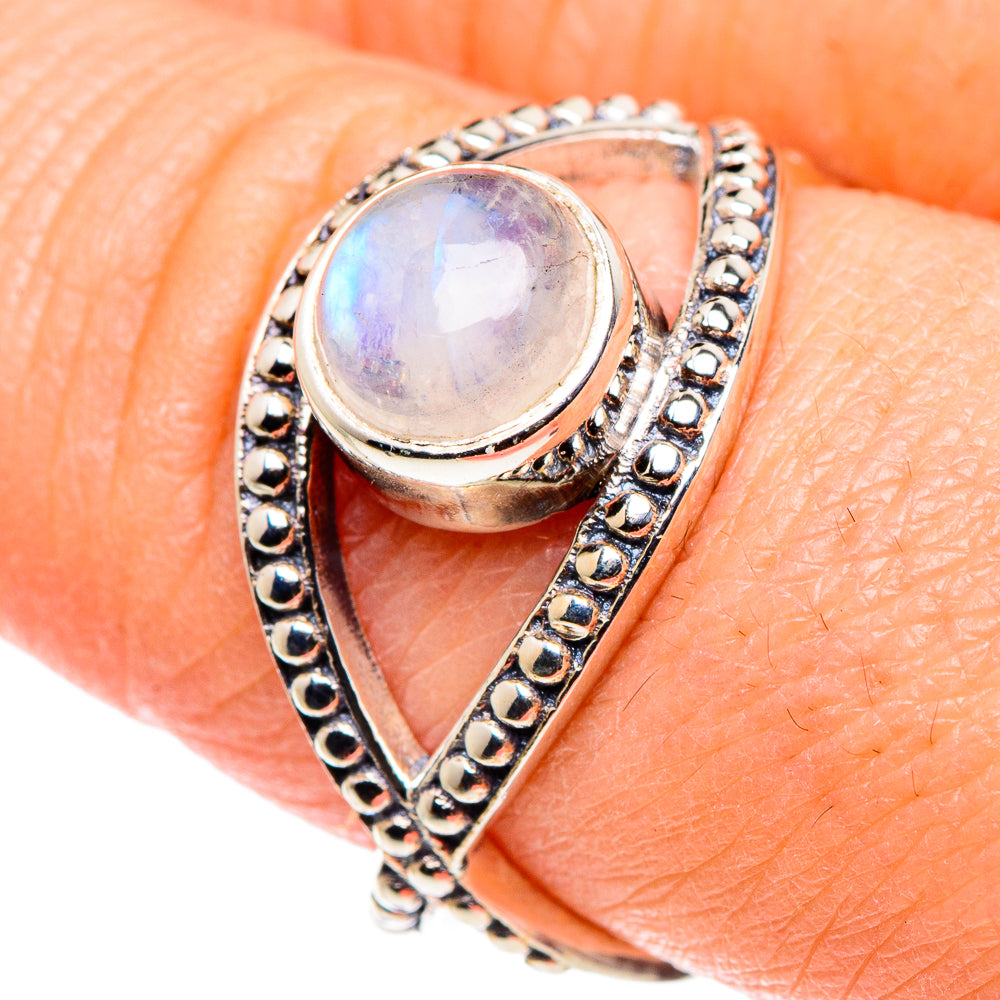 Rainbow Moonstone Rings handcrafted by Ana Silver Co - RING89222