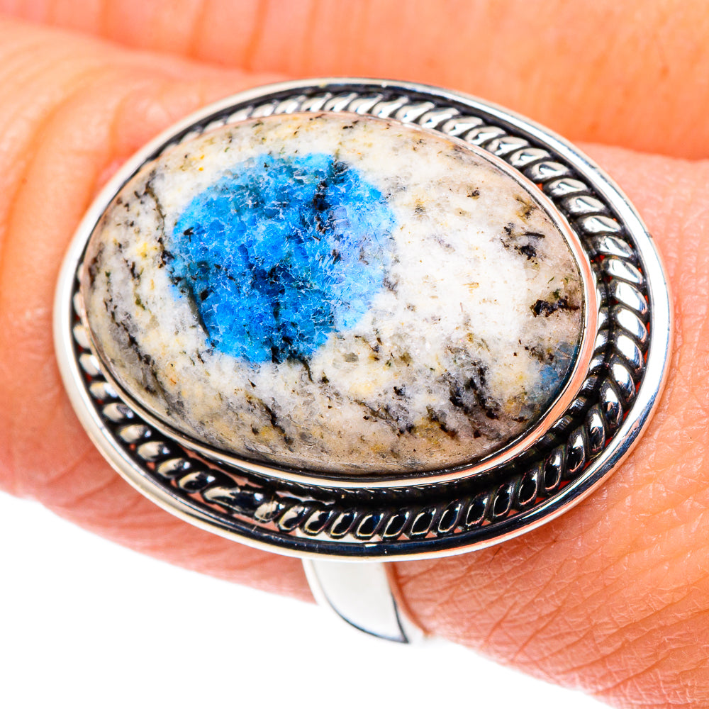 K2 Blue Azurite Rings handcrafted by Ana Silver Co - RING89233