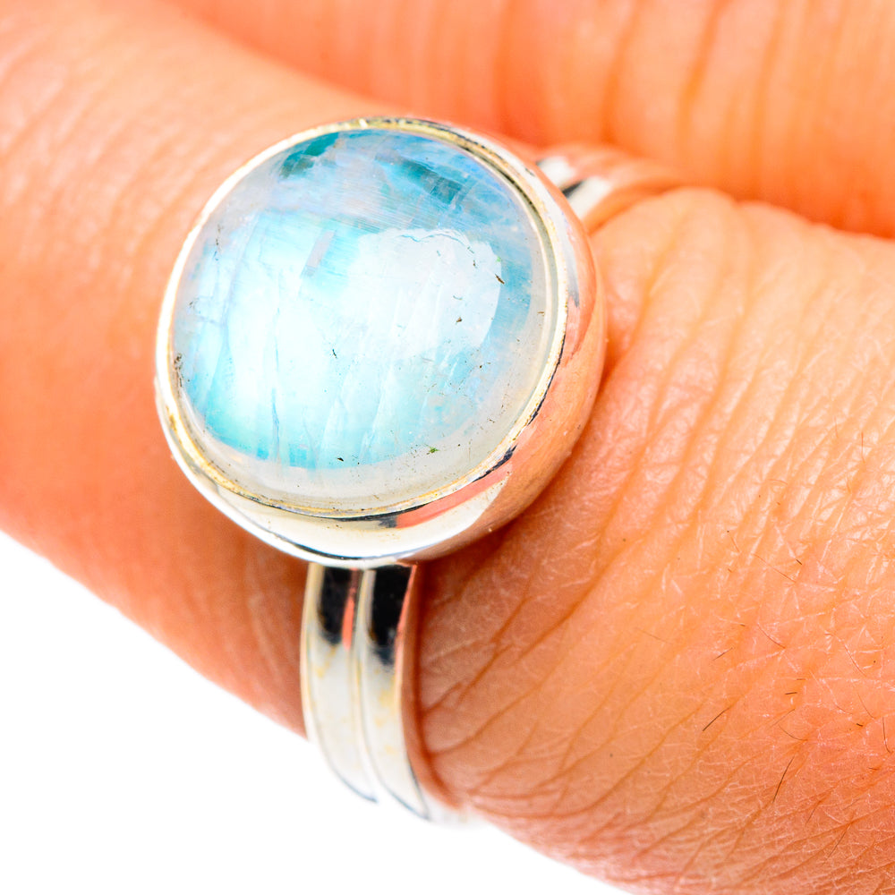 Rainbow Moonstone Rings handcrafted by Ana Silver Co - RING89281