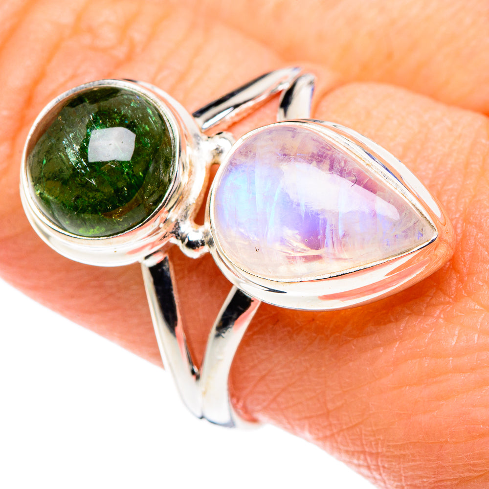 Rainbow Moonstone Rings handcrafted by Ana Silver Co - RING89282