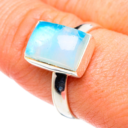 Rainbow Moonstone Rings handcrafted by Ana Silver Co - RING89284