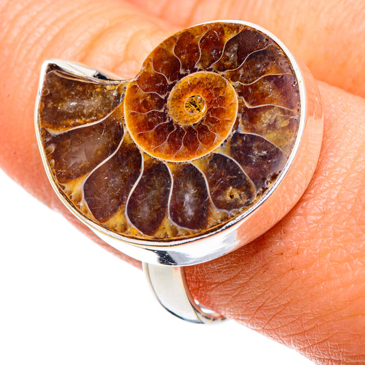 Ammonite Fossil Rings handcrafted by Ana Silver Co - RING89306
