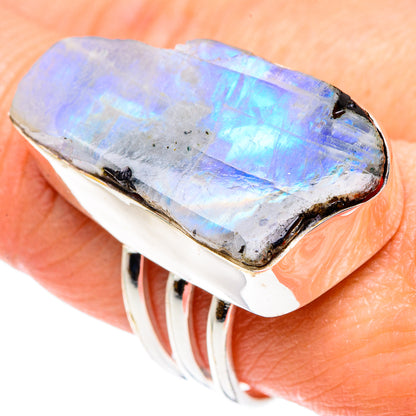 Rainbow Moonstone Rings handcrafted by Ana Silver Co - RING89318