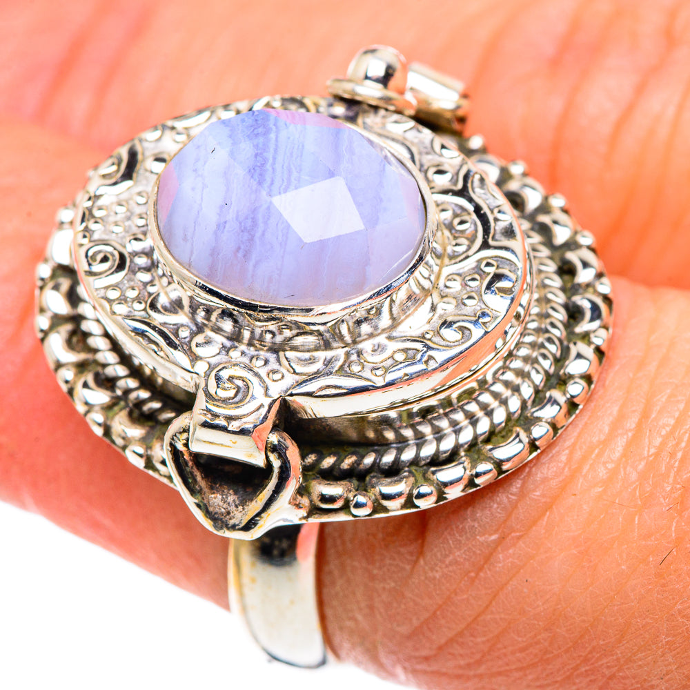 Blue Lace Agate Rings handcrafted by Ana Silver Co - RING89319