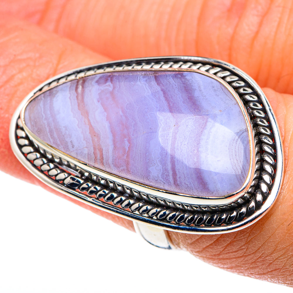 Blue Lace Agate Rings handcrafted by Ana Silver Co - RING89320