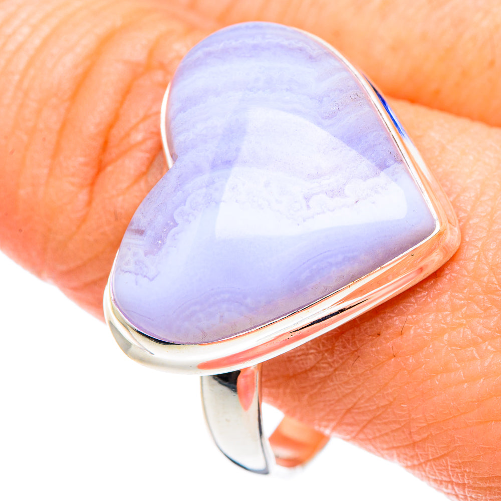 Blue Lace Agate Rings handcrafted by Ana Silver Co - RING89322