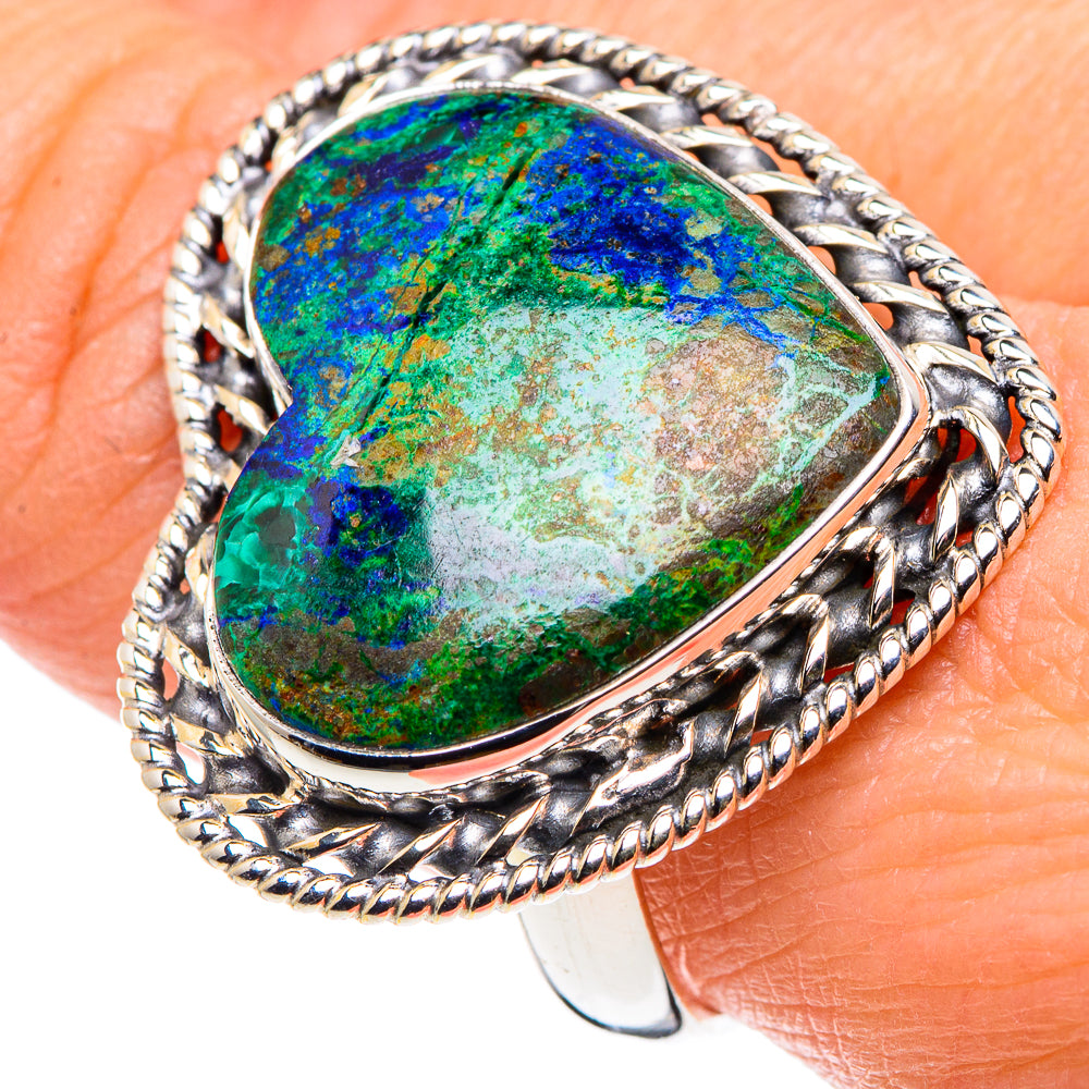 Azurite Malachite Rings handcrafted by Ana Silver Co - RING89324