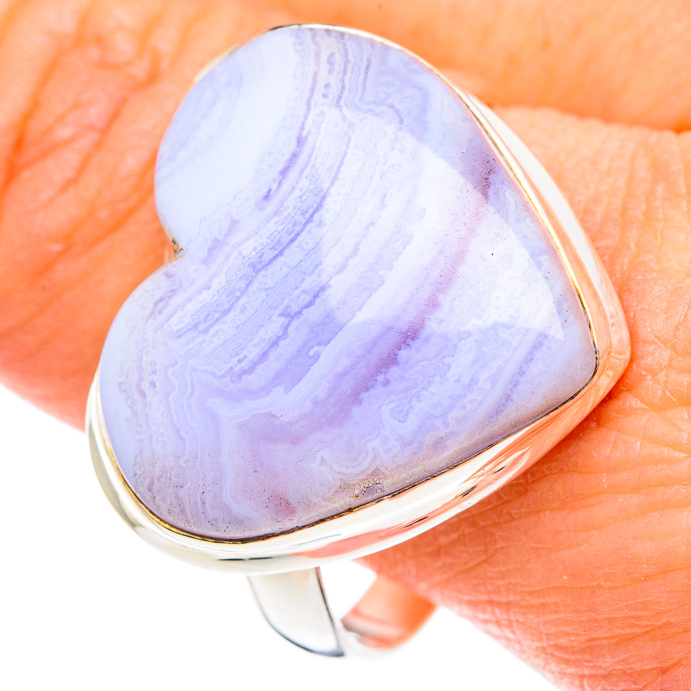 Blue Lace Agate Rings handcrafted by Ana Silver Co - RING89350