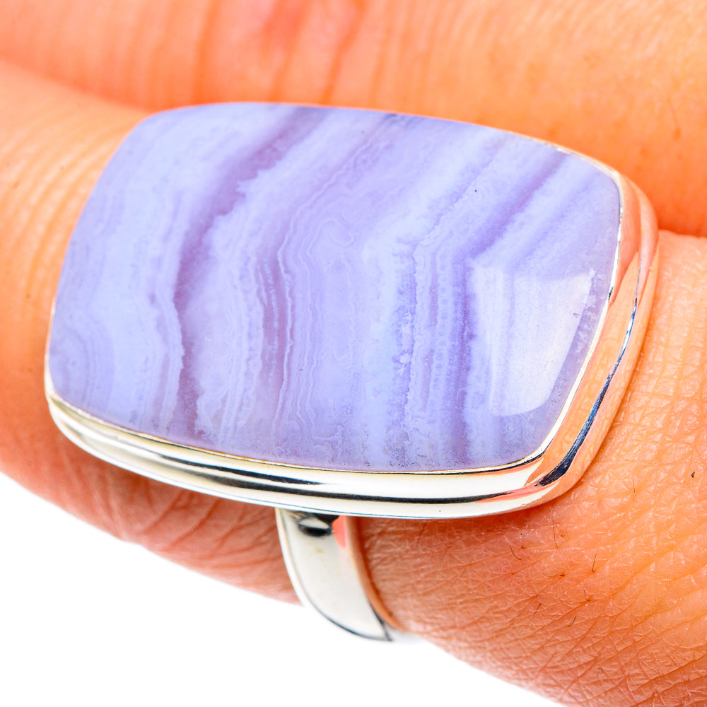 Blue Lace Agate Rings handcrafted by Ana Silver Co - RING89352