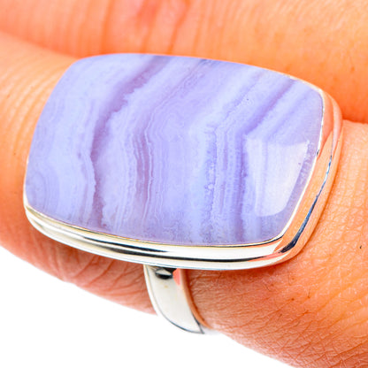 Blue Lace Agate Rings handcrafted by Ana Silver Co - RING89352