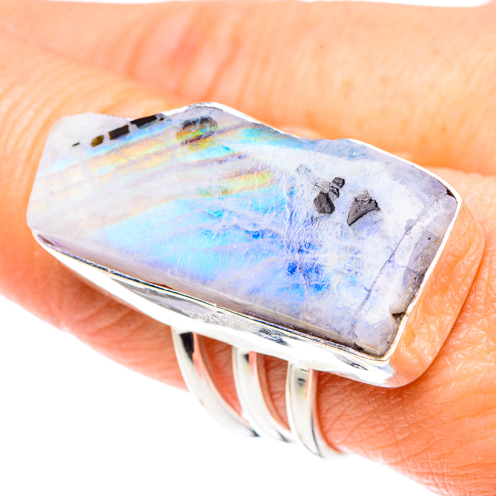 Rainbow Moonstone Rings handcrafted by Ana Silver Co - RING89353