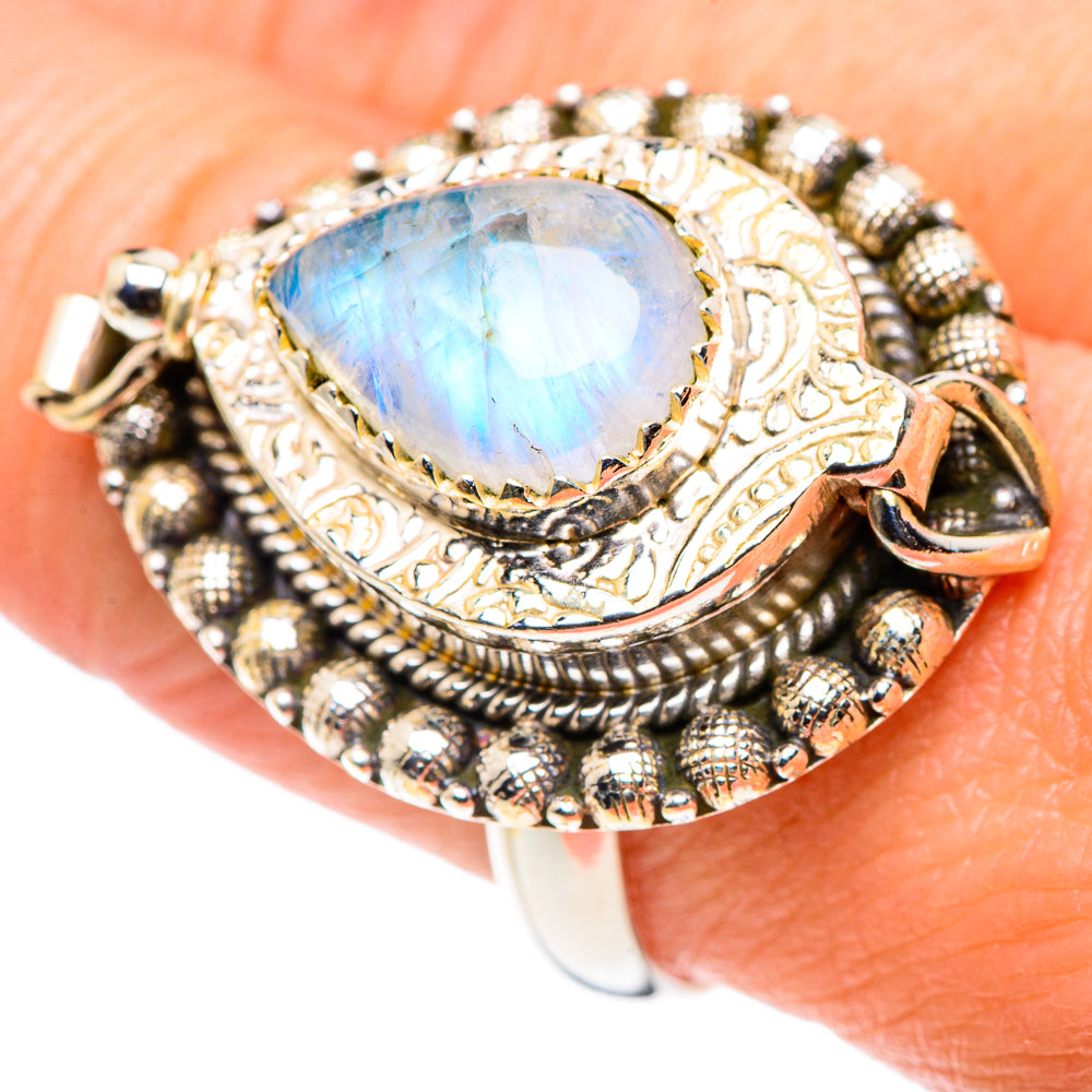 Rainbow Moonstone Rings handcrafted by Ana Silver Co - RING89366
