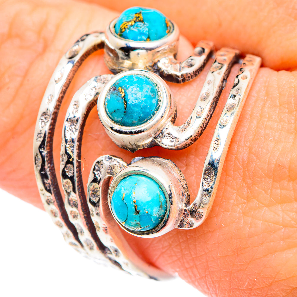 Blue Copper Composite Turquoise Rings handcrafted by Ana Silver Co - RING89374