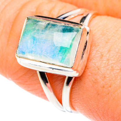 Rainbow Moonstone Rings handcrafted by Ana Silver Co - RING89381