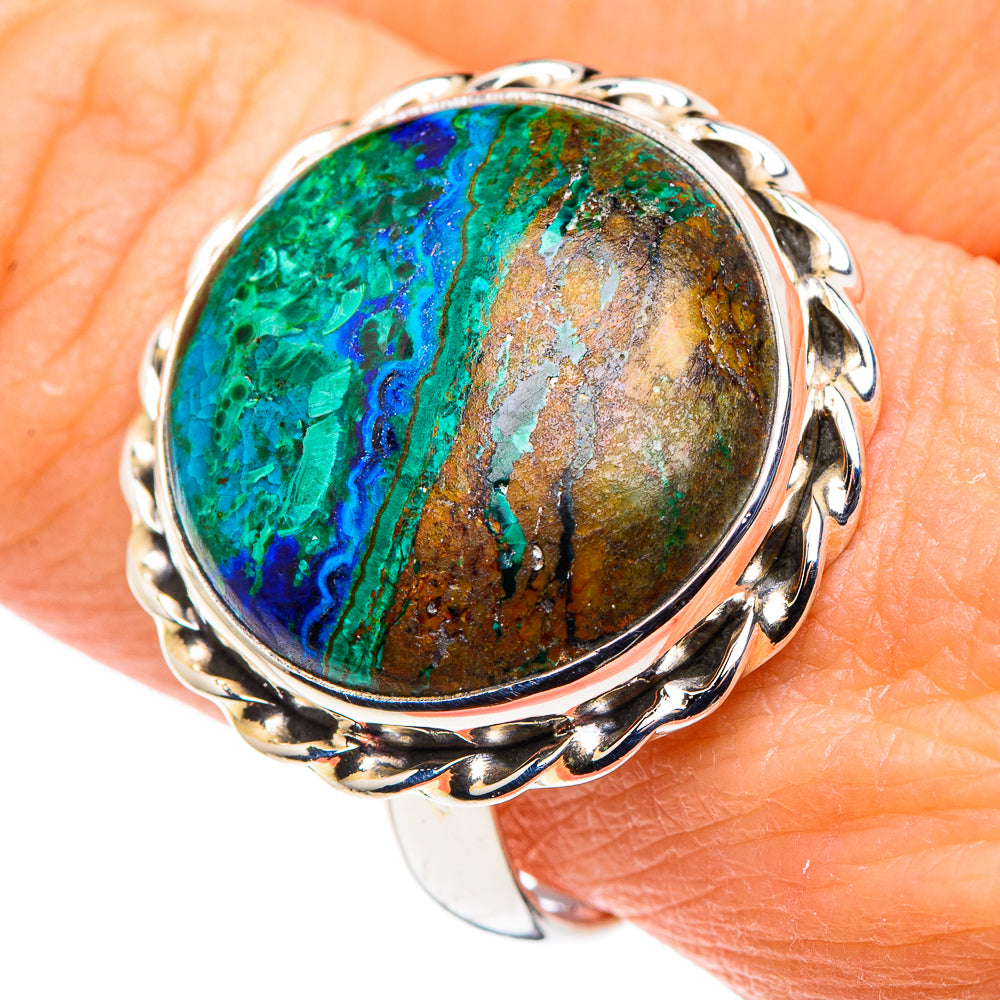 Azurite Malachite Rings handcrafted by Ana Silver Co - RING89403