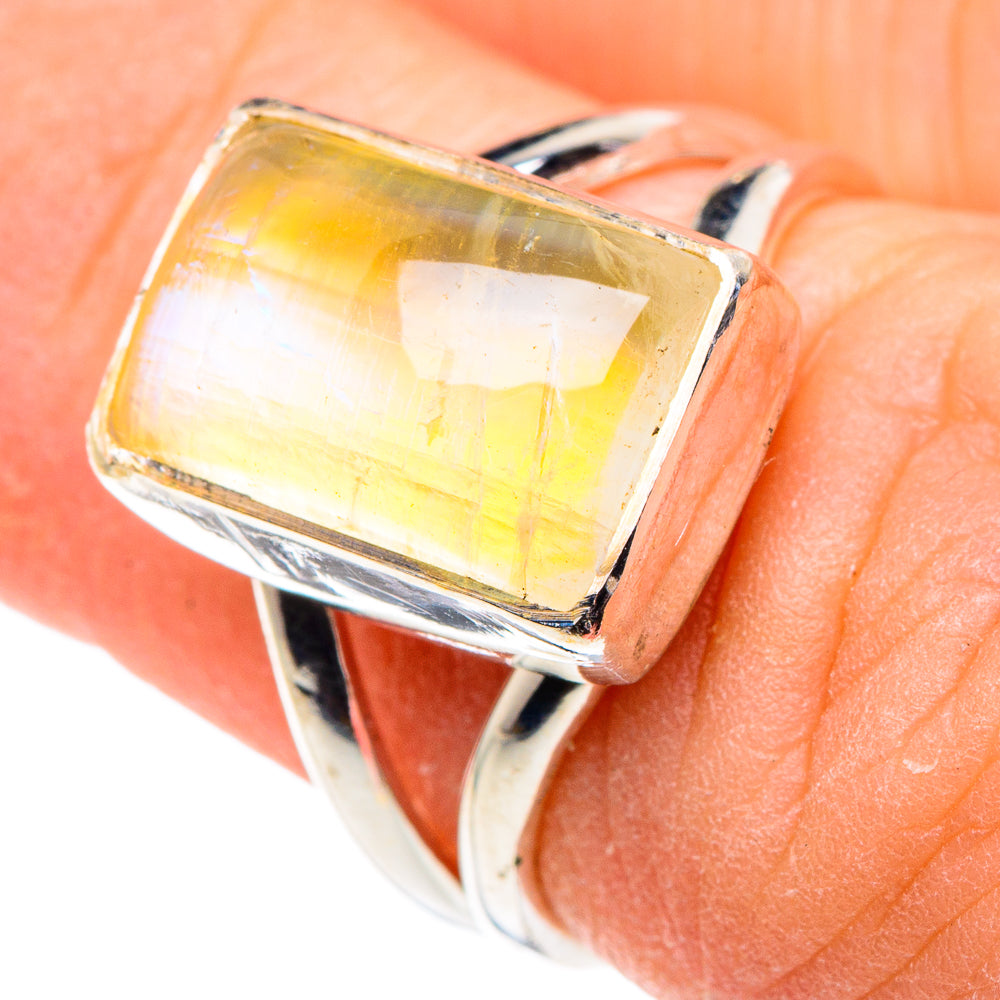 Yellow Moonstone Rings handcrafted by Ana Silver Co - RING89407