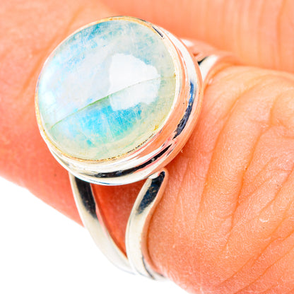 Rainbow Moonstone Rings handcrafted by Ana Silver Co - RING89417