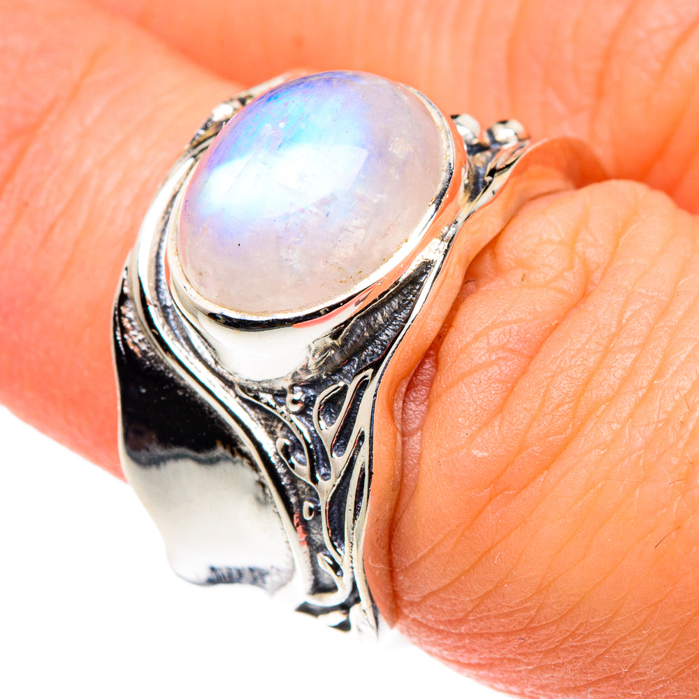 Rainbow Moonstone Rings handcrafted by Ana Silver Co - RING89436