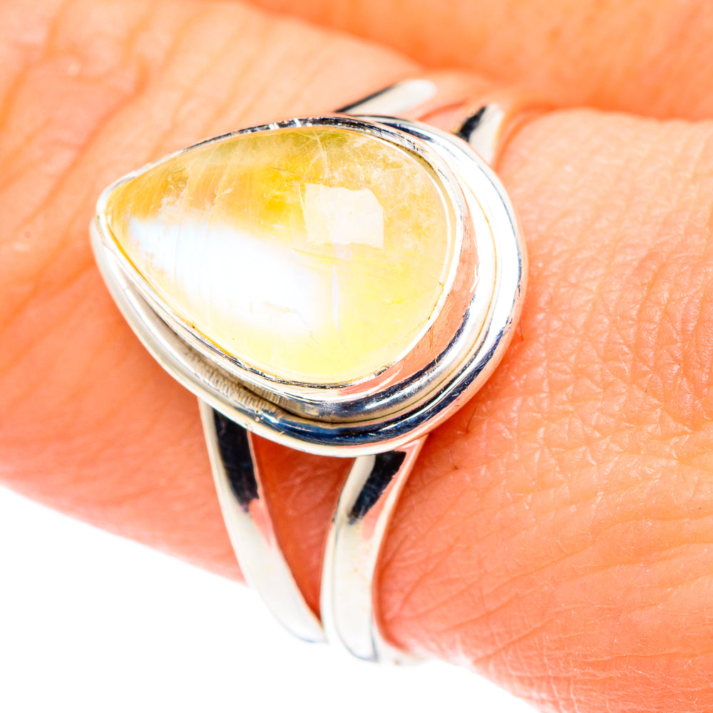 Yellow Moonstone Rings handcrafted by Ana Silver Co - RING89442