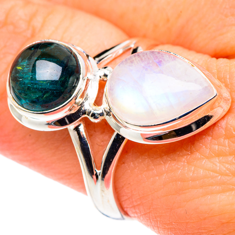 Rainbow Moonstone Rings handcrafted by Ana Silver Co - RING89450