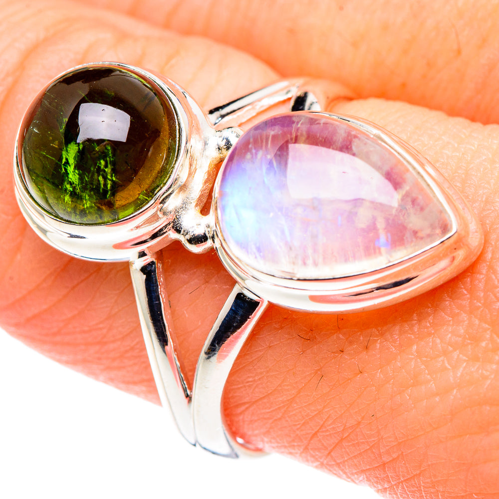 Rainbow Moonstone Rings handcrafted by Ana Silver Co - RING89454