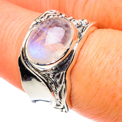 Rainbow Moonstone Rings handcrafted by Ana Silver Co - RING89469