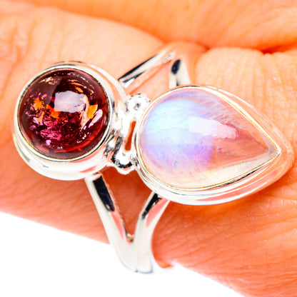 Rainbow Moonstone Rings handcrafted by Ana Silver Co - RING89496