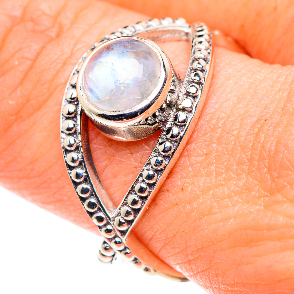 Rainbow Moonstone Rings handcrafted by Ana Silver Co - RING89502