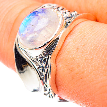 Rainbow Moonstone Rings handcrafted by Ana Silver Co - RING89533