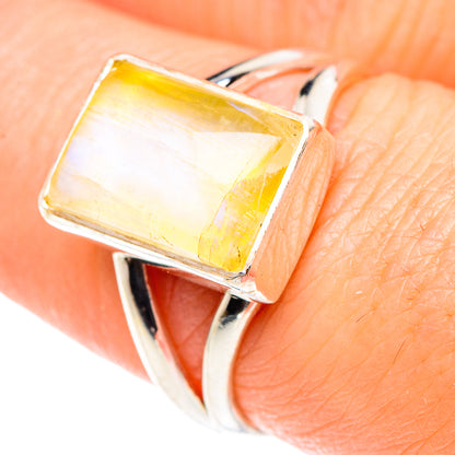 Yellow Moonstone Rings handcrafted by Ana Silver Co - RING89537