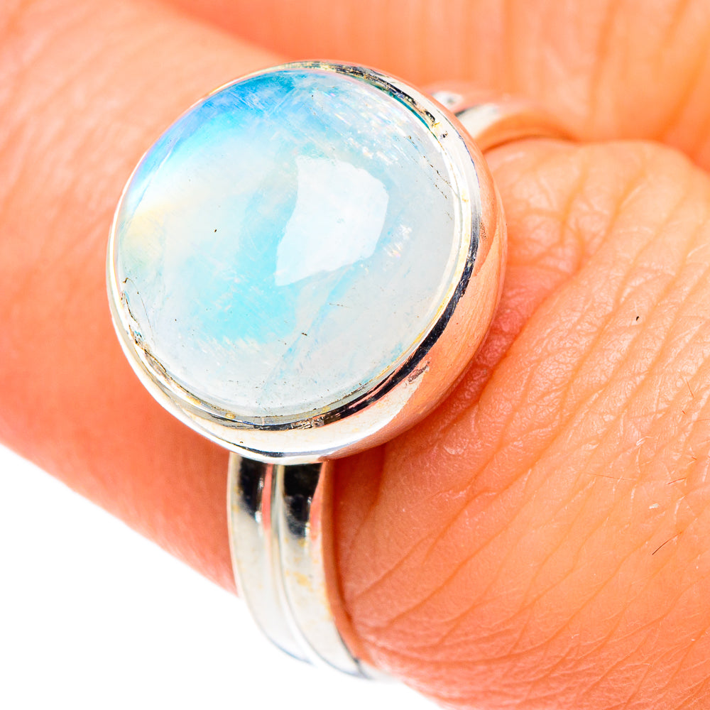 Rainbow Moonstone Rings handcrafted by Ana Silver Co - RING89546