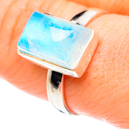 Rainbow Moonstone Rings handcrafted by Ana Silver Co - RING89549