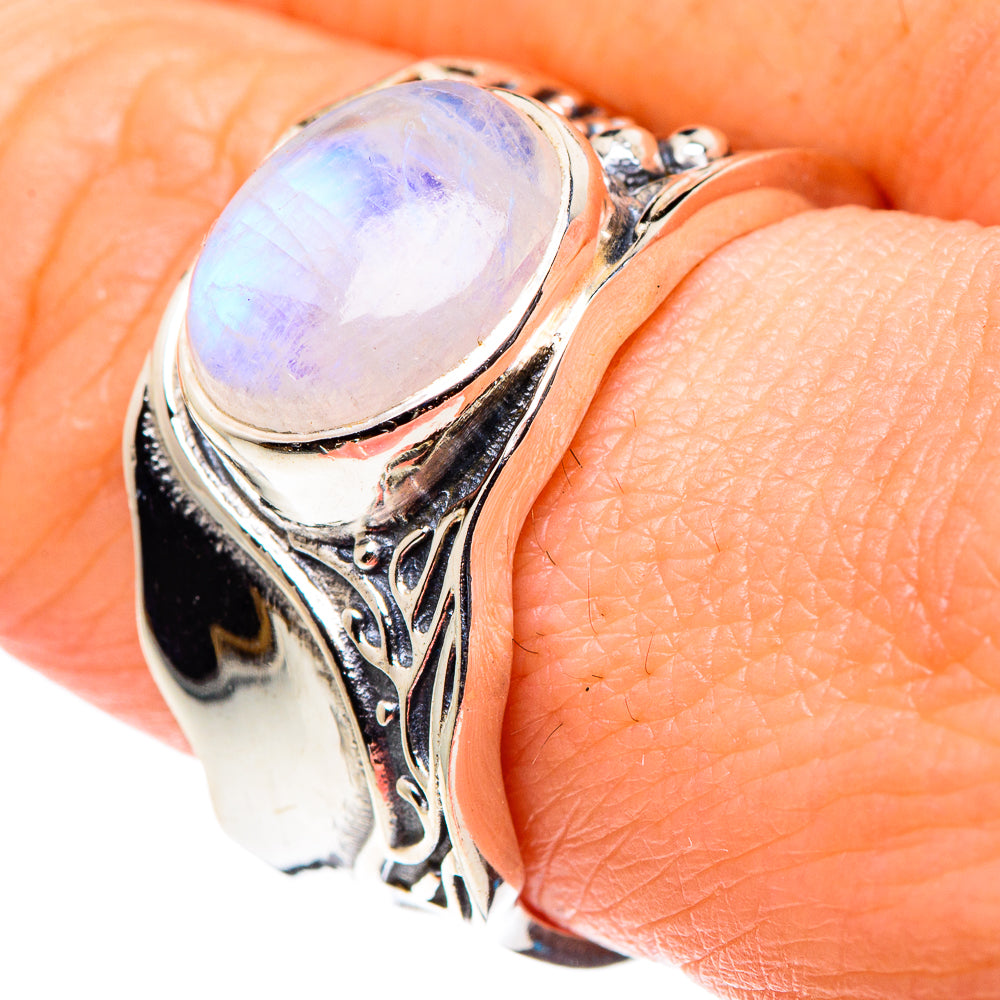 Rainbow Moonstone Rings handcrafted by Ana Silver Co - RING89563