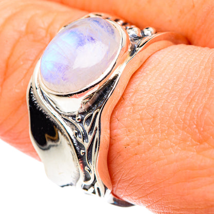 Rainbow Moonstone Rings handcrafted by Ana Silver Co - RING89563