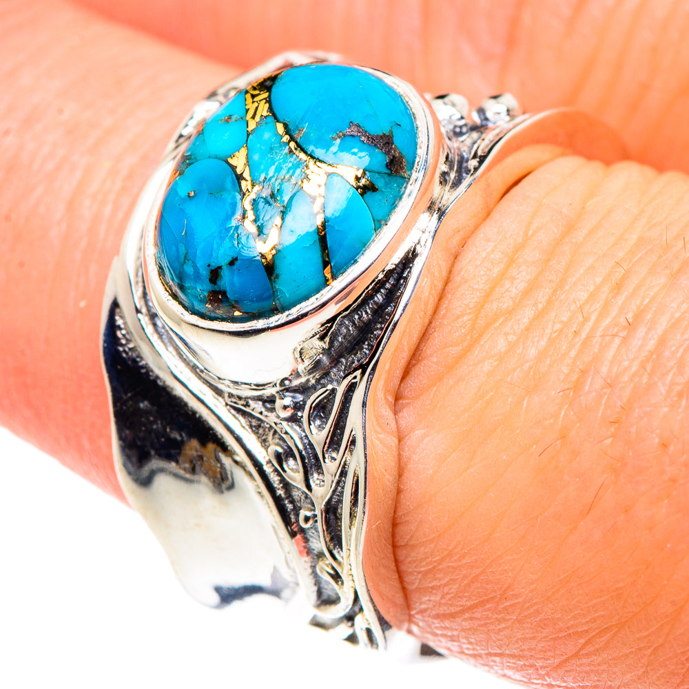 Blue Copper Composite Turquoise Rings handcrafted by Ana Silver Co - RING89572