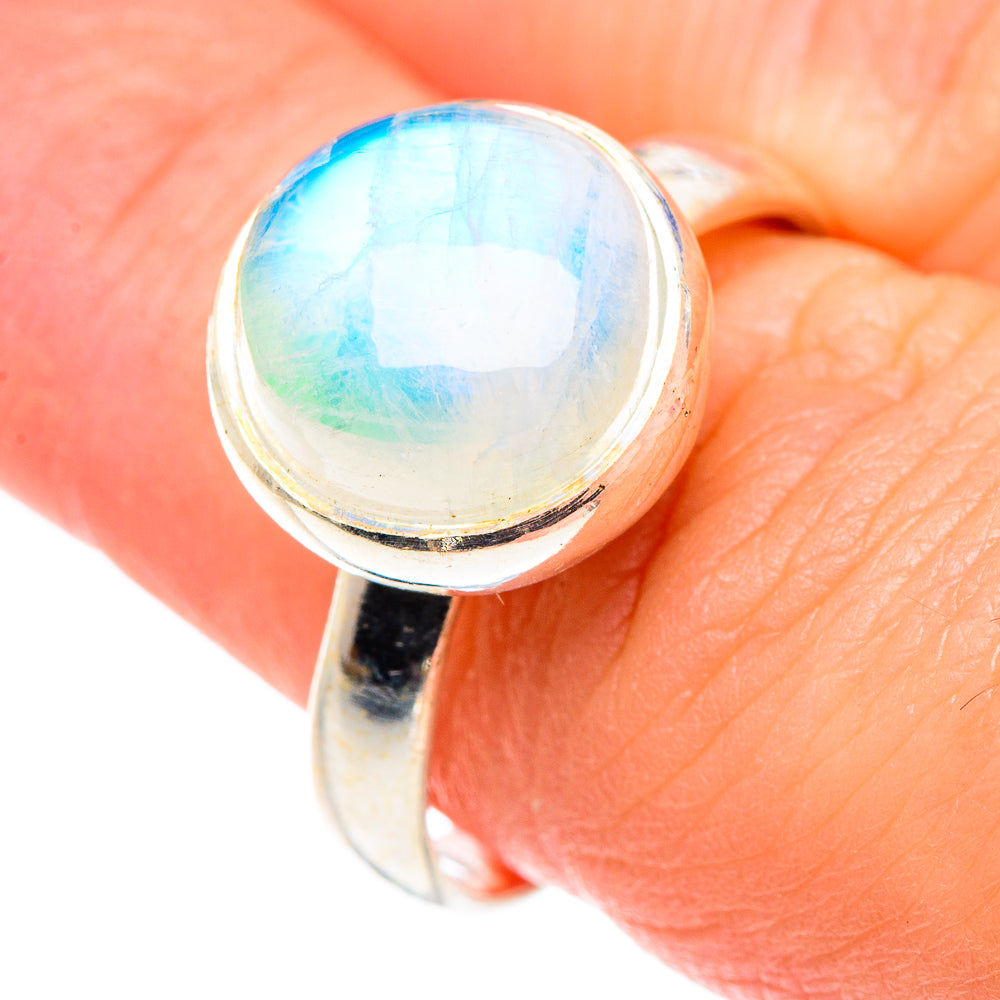 Rainbow Moonstone Rings handcrafted by Ana Silver Co - RING89575