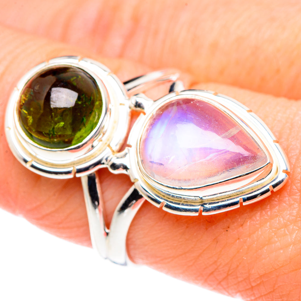 Rainbow Moonstone Rings handcrafted by Ana Silver Co - RING89577