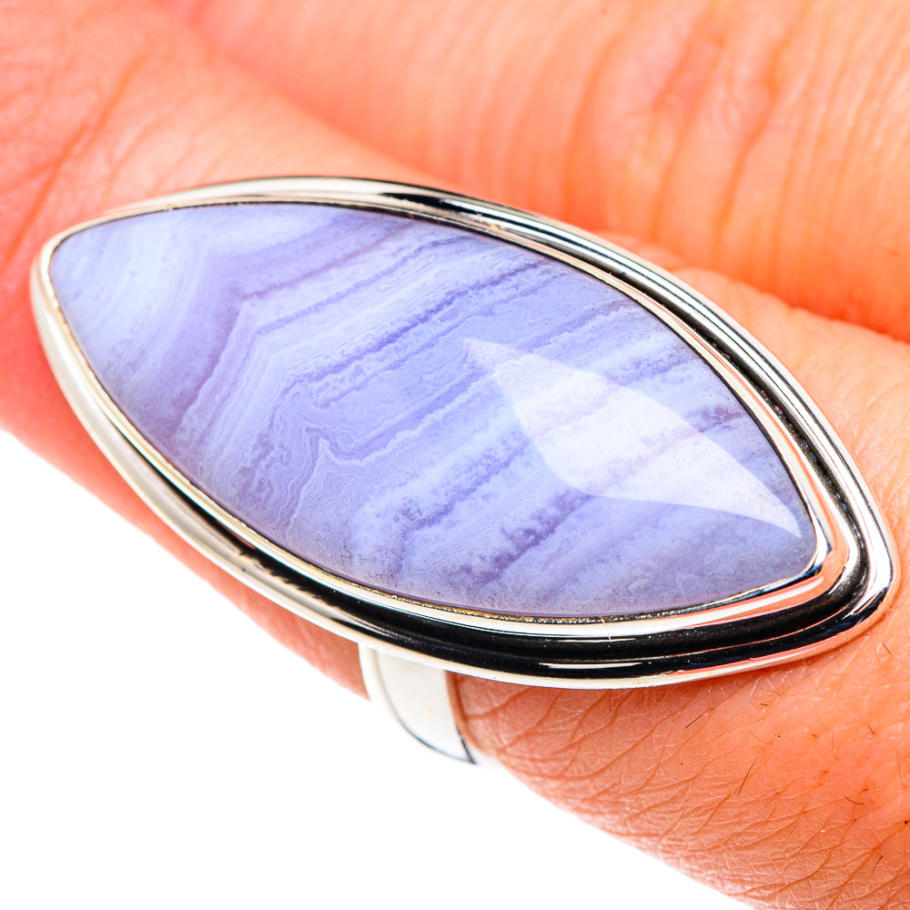 Blue Lace Agate Rings handcrafted by Ana Silver Co - RING89595